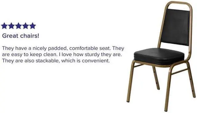 Alt view image 10 of 20 - HERCULES Series Trapezoidal Back Stacking Banquet Chair in Black Vinyl - Gold Frame