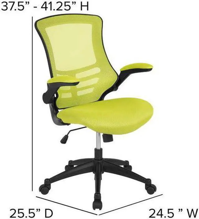 Alt view image 2 of 6 - Flash Furniture Kelista Ergonomic Mesh Swivel Mid-Back Task Office Chair Green (BLX5MGRN)
