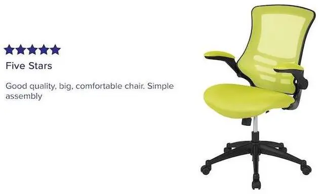 Alt view image 4 of 6 - Flash Furniture Kelista Ergonomic Mesh Swivel Mid-Back Task Office Chair Green (BLX5MGRN)