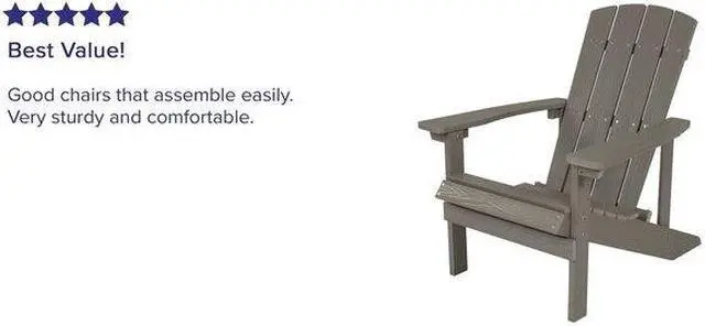 Alt view image 11 of 20 - Charlestown All-Weather Adirondack Chair in Light Gray Faux Wood