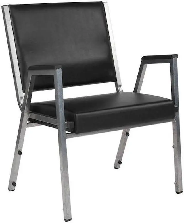 Alt view image 13 of 20 - Flash Furniture HERCULES Series 1500 lb. Rated Antimicrobial Vinyl Bariatric Arm Chair with Silver Vein Frame, Black