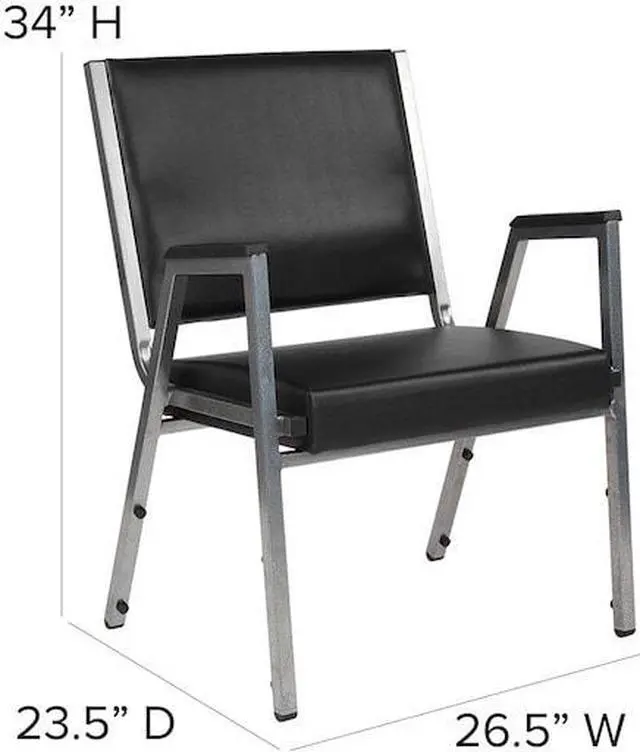 Alt view image 14 of 20 - Flash Furniture HERCULES Series 1500 lb. Rated Antimicrobial Vinyl Bariatric Arm Chair with Silver Vein Frame, Black