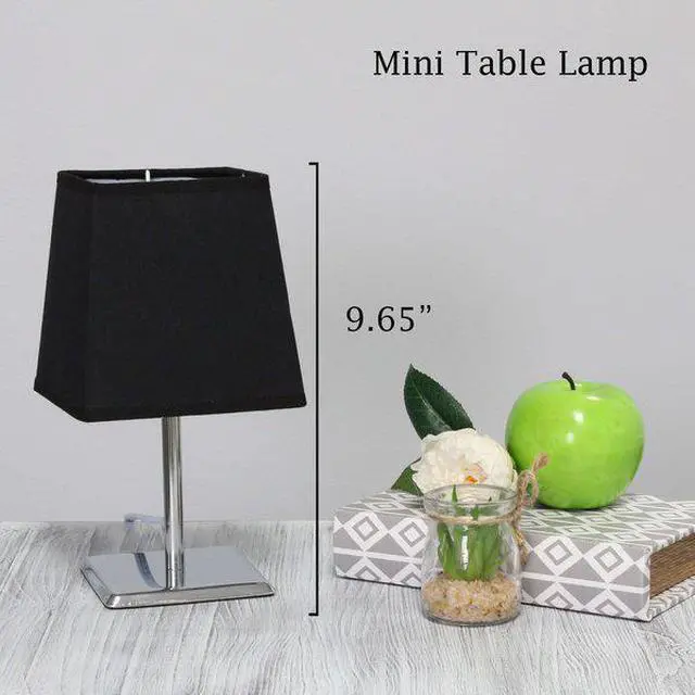 Alt view image 14 of 15 - Simple Designs Mini Chrome Table Lamp with Squared Empire Fabric Shade LT2062-BLK