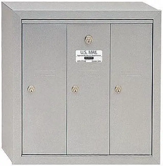 Alt view image 2 of 7 - Salsbury 3503ASU Vertical Mailbox - 3 Doors - Aluminum - Surface Mounted - USPS Access