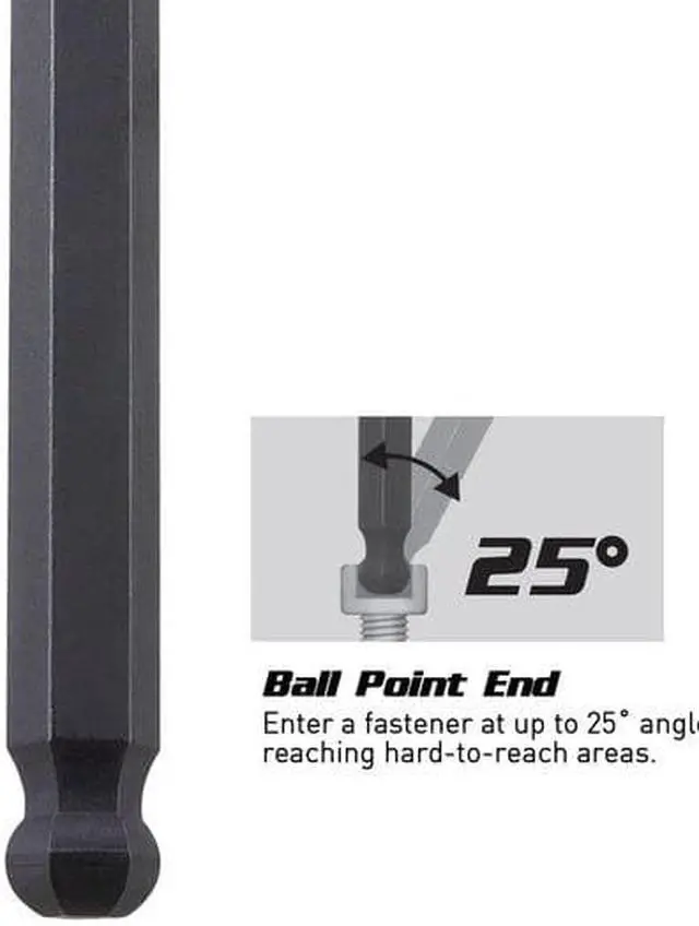 Alt view image 5 of 8 - capri tools hex key wrench set, long arm ballpoint end, sae, premium s2 steel