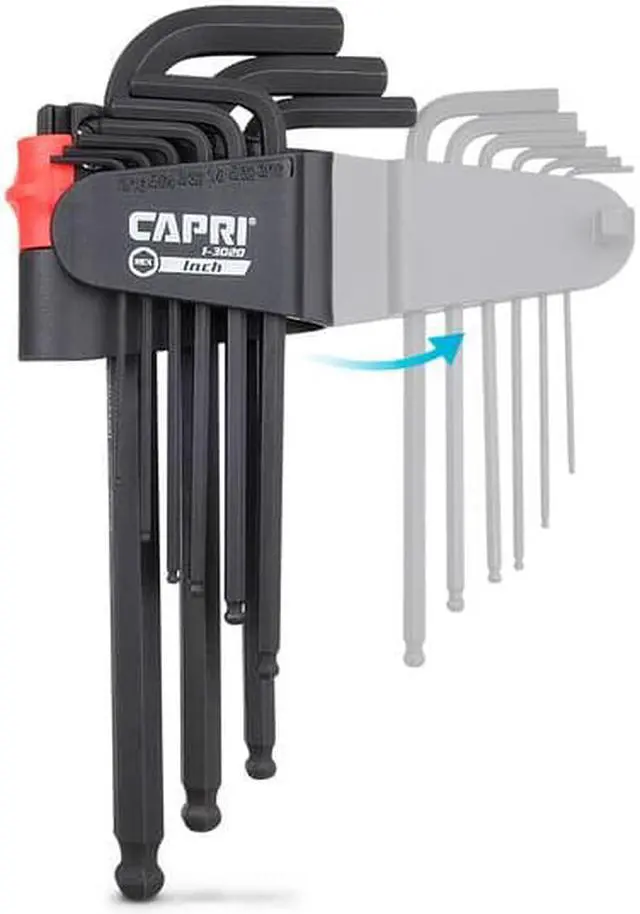 Alt view image 8 of 8 - capri tools hex key wrench set, long arm ballpoint end, sae, premium s2 steel