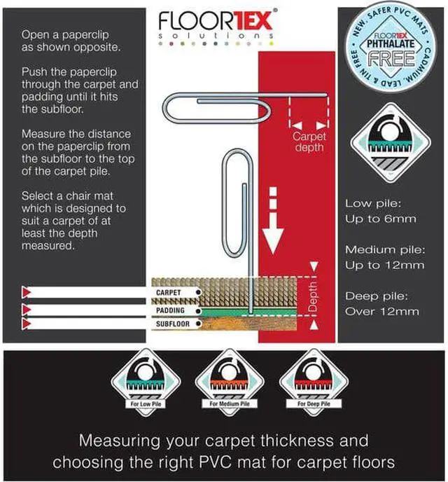 Alt view image 3 of 5 - Floortex Cleartex 3115226EV Computex Anti-Static Advantagemat Pvc Rectangular Chair Mat For Standard Pile Carpets 0.38 In., Clear 48 X 60 In.