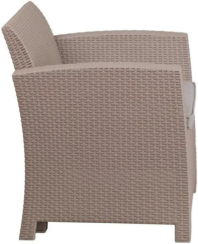 Alt view image 15 of 20 - Light Gray Faux Rattan Chair with All-Weather Light Gray Cushion