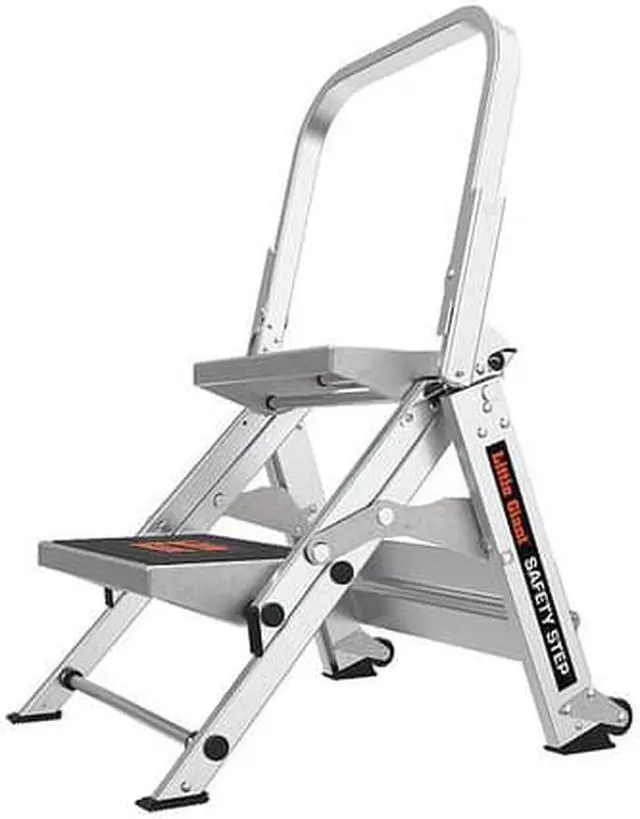 Alt view image 7 of 20 - 2 Steps, Aluminum Step Stool, 300 lb. Load Capacity, Gray LITTLE GIANT 10210BA