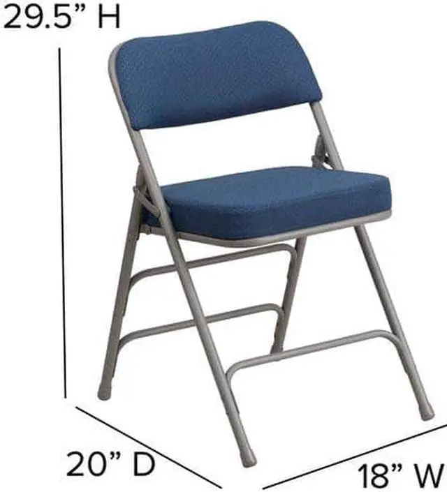 Alt view image 9 of 20 - Flash Furniture HERCULES Series Premium Curved Triple Braced Double Hinged Navy Fabric Metal Folding Chair - 2 Pack