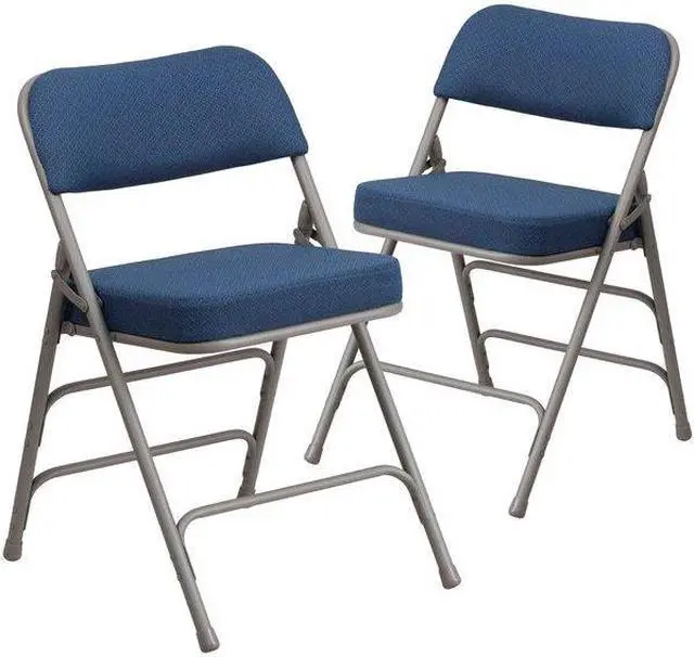 Alt view image 13 of 20 - Flash Furniture HERCULES Series Premium Curved Triple Braced Double Hinged Navy Fabric Metal Folding Chair - 2 Pack