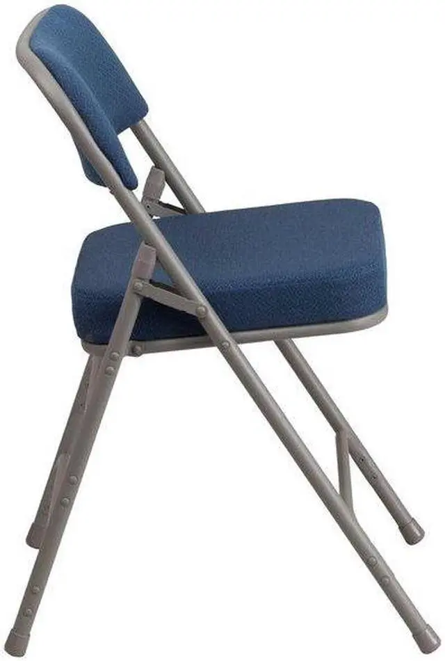 Alt view image 14 of 20 - Flash Furniture HERCULES Series Premium Curved Triple Braced Double Hinged Navy Fabric Metal Folding Chair - 2 Pack