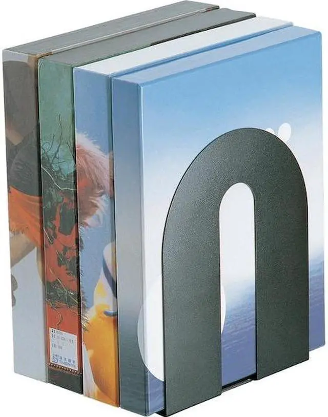 Alt view image 17 of 17 - Officemate Heavy Duty Bookends, Nonskid, 8" X 8" X 10", Steel, Black 93142