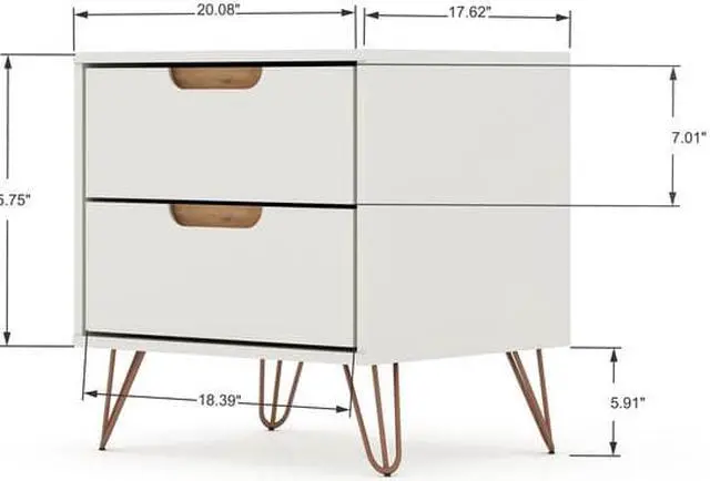 Alt view image 10 of 20 - Manhattan Comfort Rockefeller Modern Home 2 Drawer Nightstand Drawer, Off White