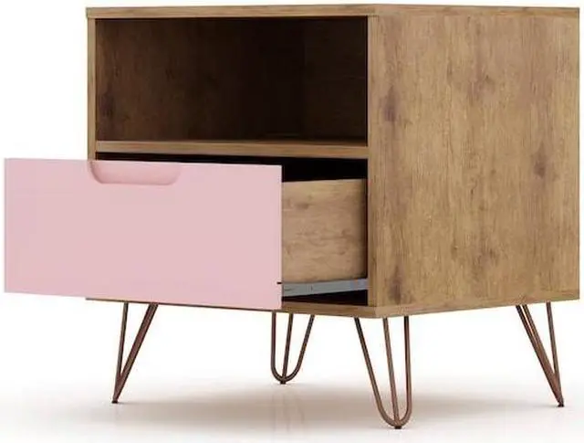 Alt view image 19 of 20 - Rockefeller 1.0  Nightstand in Nature and Rose Pink