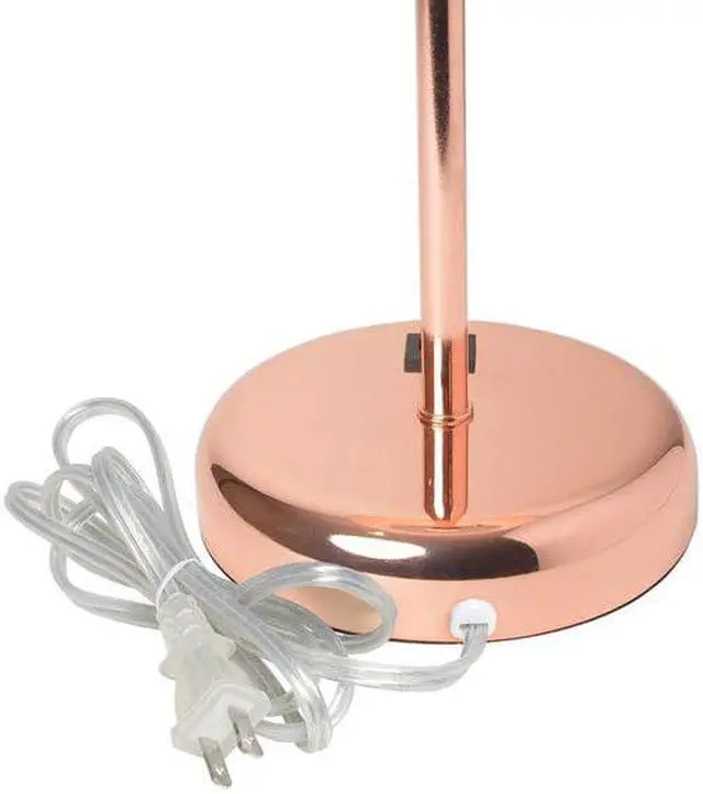Alt view image 8 of 16 - LimeLights Rose Gold Stick Lamp with USB charging port and Fabric Shade, White