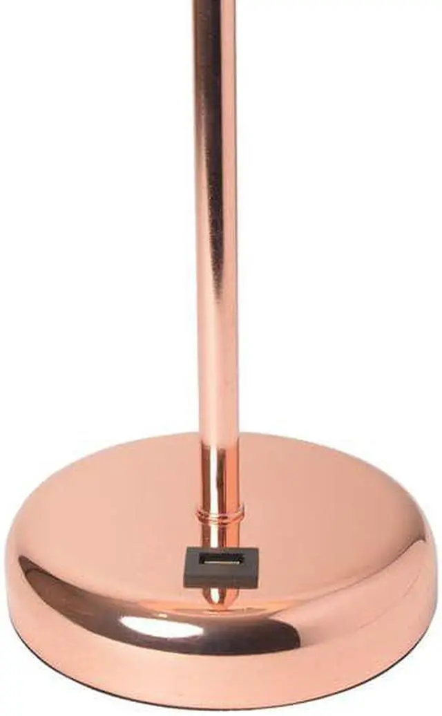 Alt view image 11 of 16 - LimeLights Rose Gold Stick Lamp with USB charging port and Fabric Shade, White