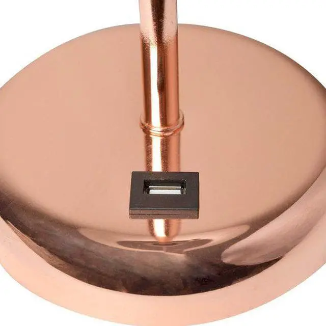 Alt view image 10 of 16 - LimeLights Rose Gold Stick Lamp with USB charging port and Fabric Shade, White