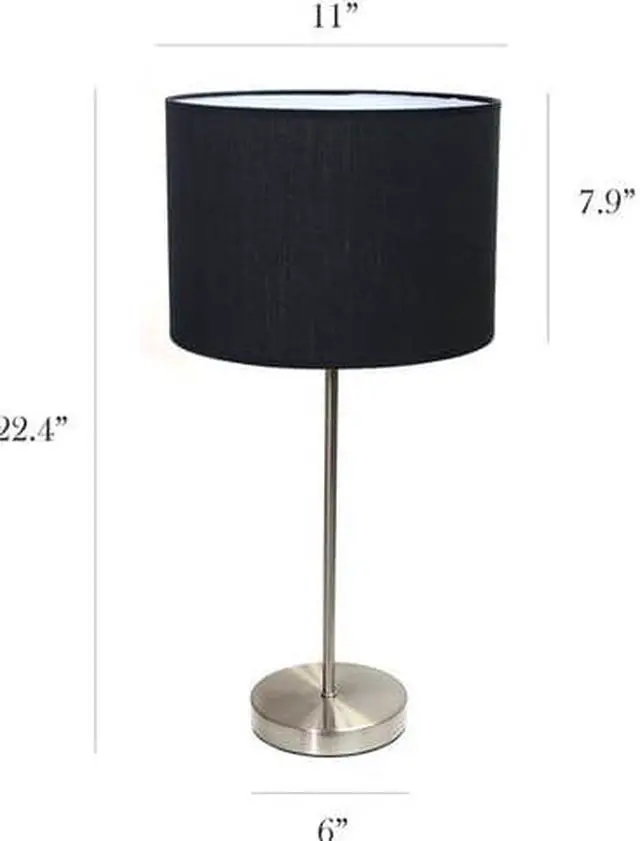 Alt view image 5 of 10 - Simple Designs Brushed Nickel Stick Lamp with Fabric Shade, Black