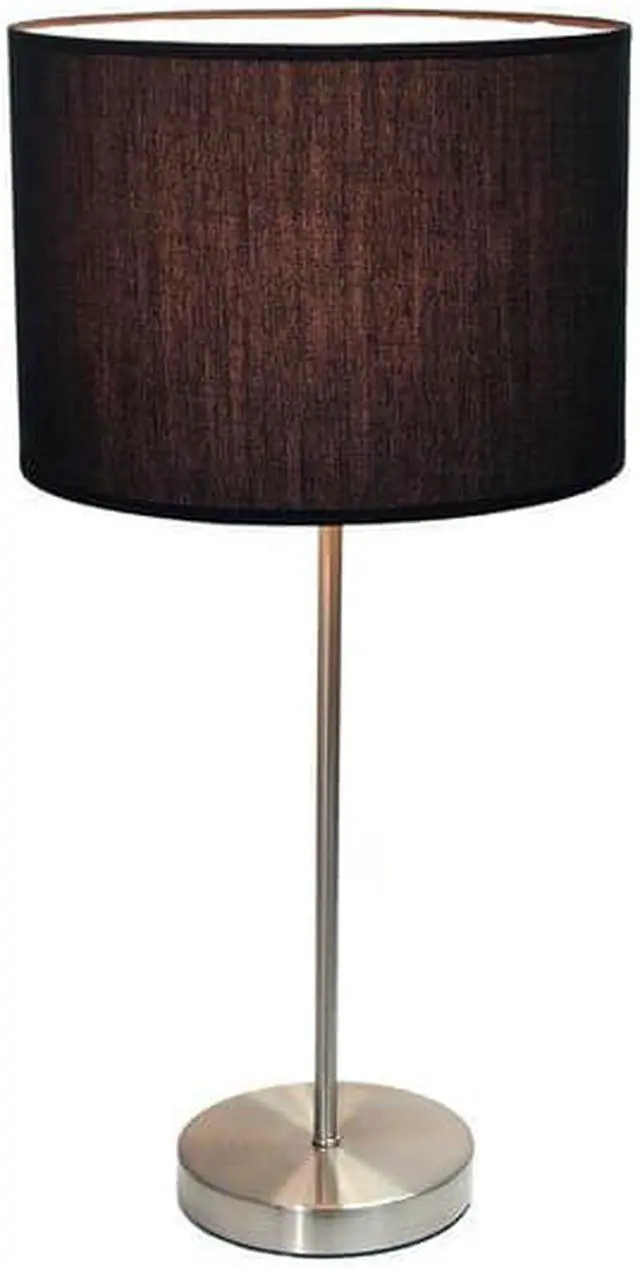 Alt view image 8 of 10 - Simple Designs Brushed Nickel Stick Lamp with Fabric Shade, Black