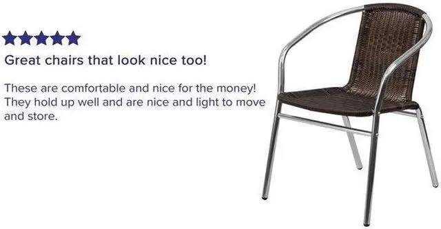 Alt view image 8 of 20 - Commercial Aluminum and Dark Brown Rattan Indoor-Outdoor Restaurant Stack Chair
