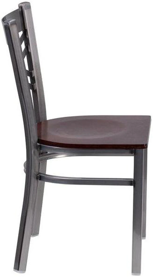 Alt view image 14 of 20 - Flash Furniture HERCULES Series Clear Coated ''X'' Back Metal Restaurant Chair - Walnut Wood Seat