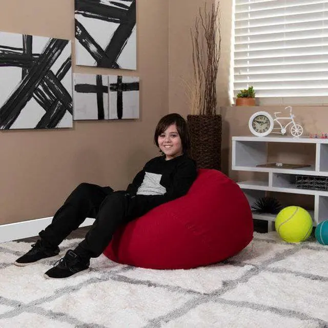 Alt view image 7 of 11 - Small Solid Red Kids Bean Bag Chair