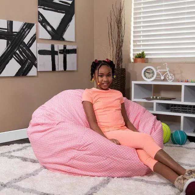 Alt view image 10 of 20 - Oversized Light Pink Dot Bean Bag Chair for Kids and Adults