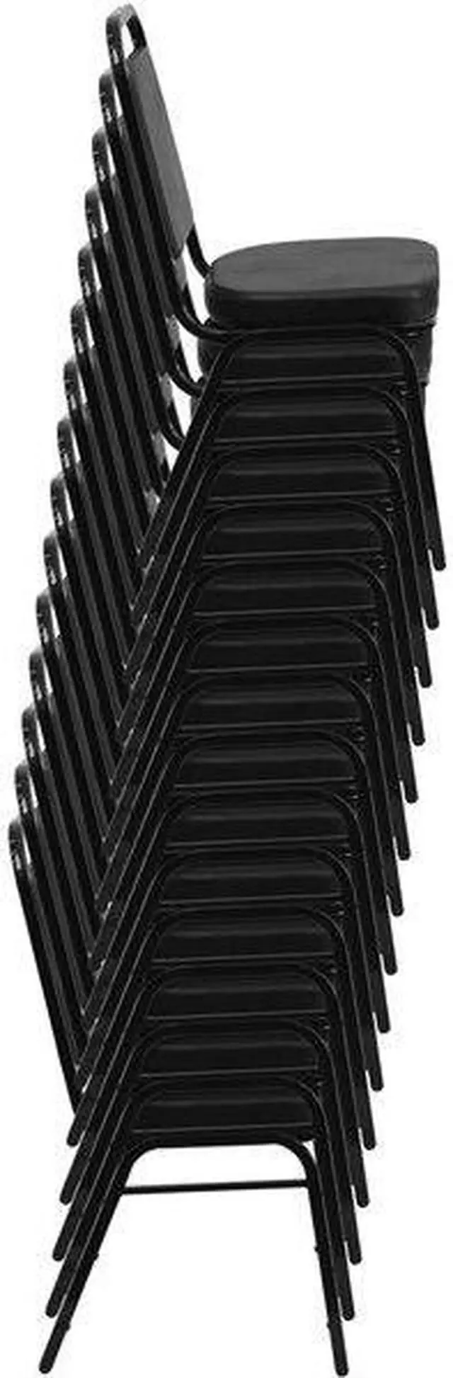 Alt view image 11 of 20 - HERCULES Series Trapezoidal Back Stacking Banquet Chair in Brown Vinyl - Gold Frame