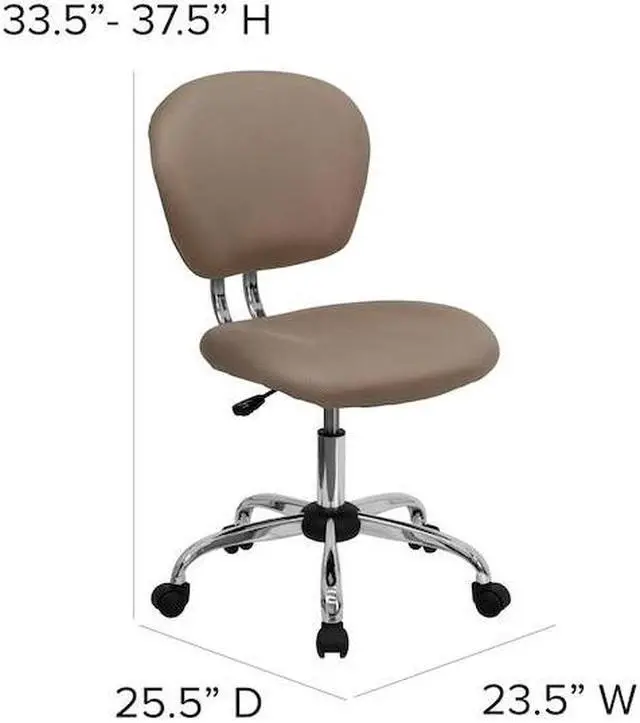 Alt view image 16 of 20 - Mid-Back Coffee Brown Mesh Padded Swivel Task Chair with Chrome Base