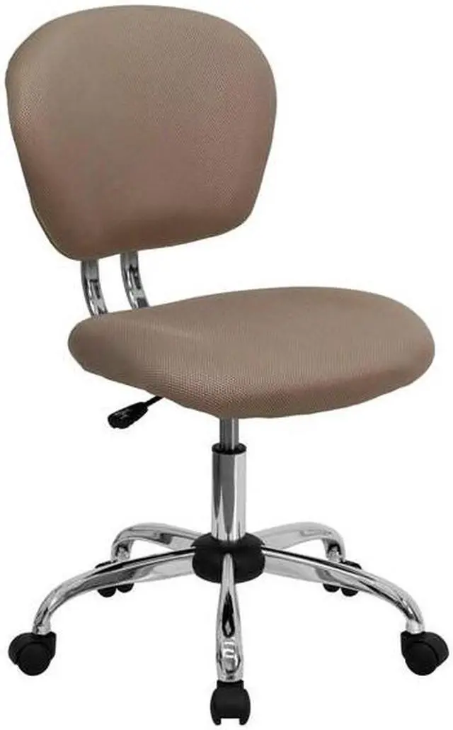 Alt view image 19 of 20 - Mid-Back Coffee Brown Mesh Padded Swivel Task Chair with Chrome Base