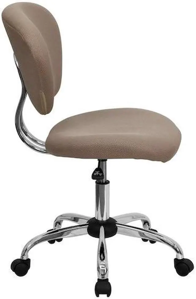 Alt view image 20 of 20 - Mid-Back Coffee Brown Mesh Padded Swivel Task Chair with Chrome Base