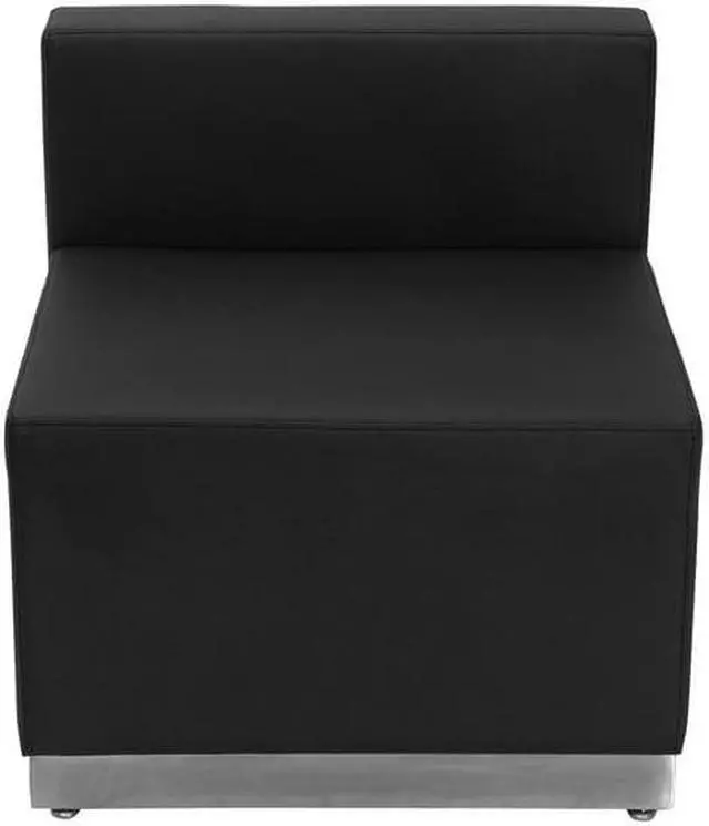 Alt view image 11 of 20 - HERCULES Alon Series Black Leather Chair with Brushed Stainless Steel Base