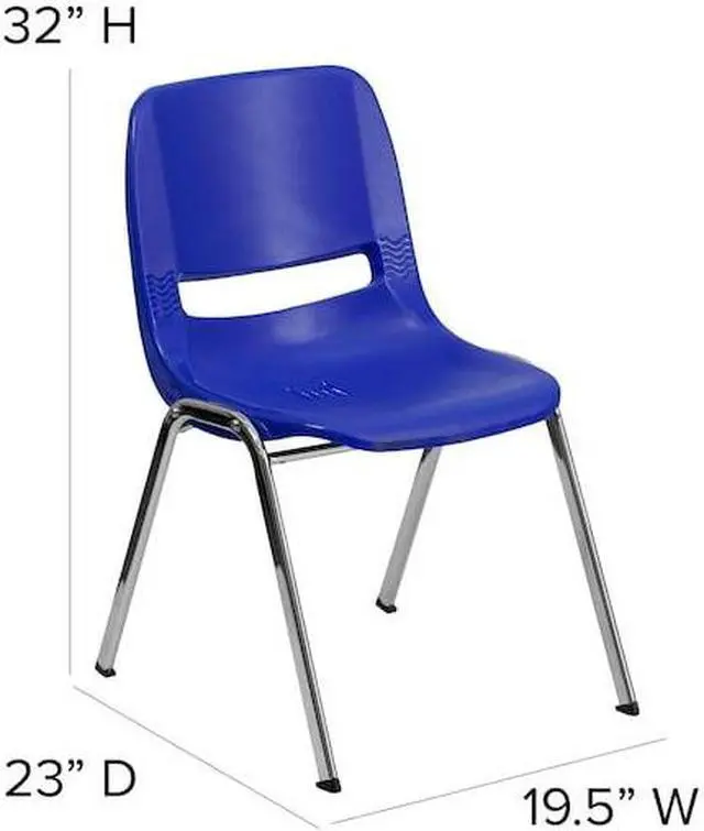 Alt view image 16 of 20 - HERCULES Series 880 lb. Capacity Navy Ergonomic Shell Stack Chair with Chrome Frame and 18'' Seat Height