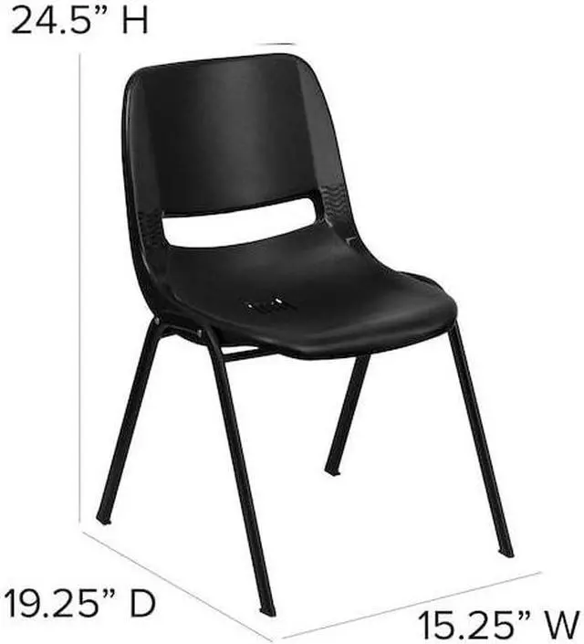 Alt view image 12 of 20 - HERCULES Series 440 lb. Capacity Kid's Black Ergonomic Shell Stack Chair with Black Frame and 14" Seat Height