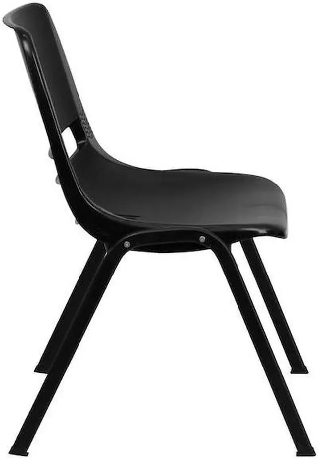 Alt view image 15 of 20 - HERCULES Series 440 lb. Capacity Kid's Black Ergonomic Shell Stack Chair with Black Frame and 14" Seat Height