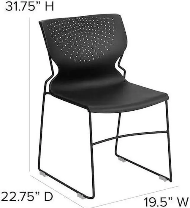 Alt view image 18 of 20 - HERCULES Series 661 lb. Capacity Black Full Back Stack Chair with Black Powder Coated Frame