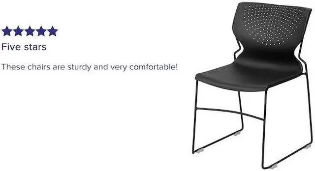 Alt view image 20 of 20 - HERCULES Series 661 lb. Capacity Black Full Back Stack Chair with Black Powder Coated Frame