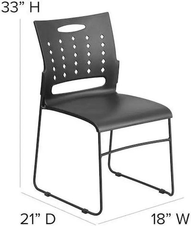 Alt view image 7 of 11 - HERCULES Series 881 lb. Capacity Black Sled Base Stack Chair with Air-Vent Back