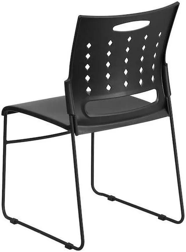 Alt view image 11 of 11 - HERCULES Series 881 lb. Capacity Black Sled Base Stack Chair with Air-Vent Back