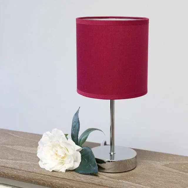 Alt view image 12 of 13 - Simple Designs Chrome Mini Basic Table Lamp with Fabric Shade 2 Pack Set, Slate Gray