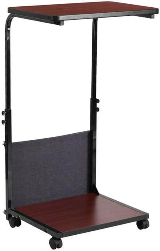 Alt view image 12 of 20 - Mobile Sit-Down, Stand-Up Mahogany Computer Ergonomic Desk with Removable Pouch (Adjustable Range 27'' - 46.5'')