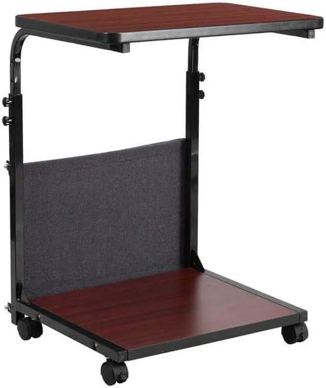 Alt view image 13 of 20 - Mobile Sit-Down, Stand-Up Mahogany Computer Ergonomic Desk with Removable Pouch (Adjustable Range 27'' - 46.5'')