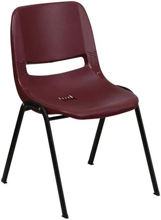 Alt view image 11 of 20 - HERCULES Series 880 lb. Capacity Burgundy Ergonomic Shell Stack Chair with Black Frame