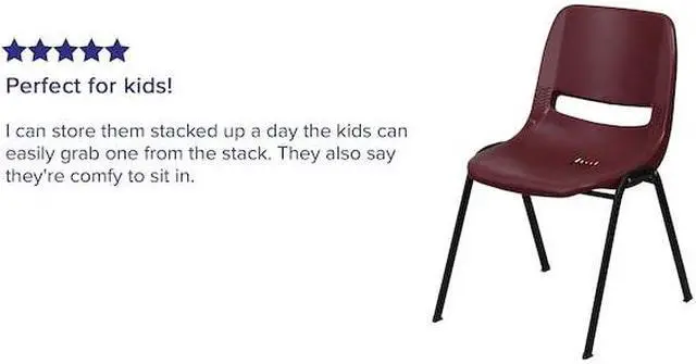Alt view image 14 of 20 - HERCULES Series 880 lb. Capacity Burgundy Ergonomic Shell Stack Chair with Black Frame