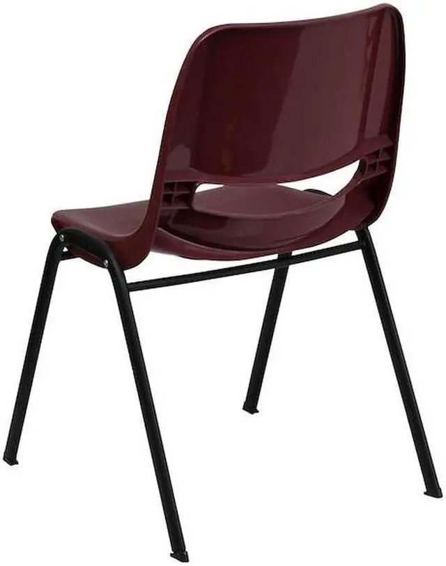 Alt view image 16 of 20 - HERCULES Series 880 lb. Capacity Burgundy Ergonomic Shell Stack Chair with Black Frame