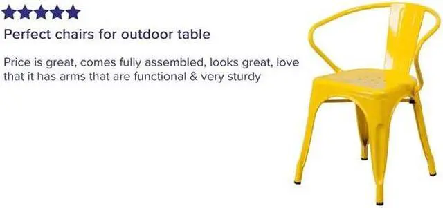 Alt view image 9 of 20 - Commercial Grade Yellow Metal Indoor-Outdoor Chair with Arms