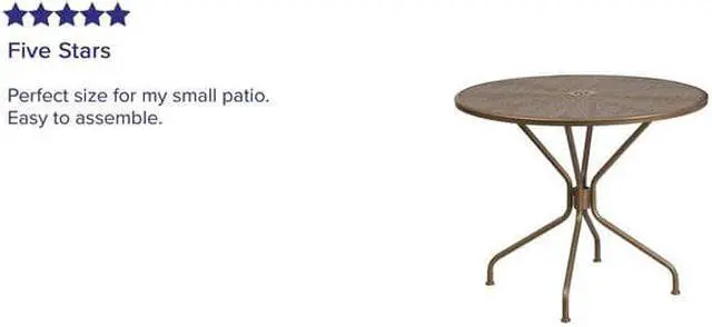 Alt view image 7 of 20 - Flash Furniture Oia Commercial Grade Round Indoor-Outdoor Steel Patio Table with Umbrella Hole Gold (CO7GD)