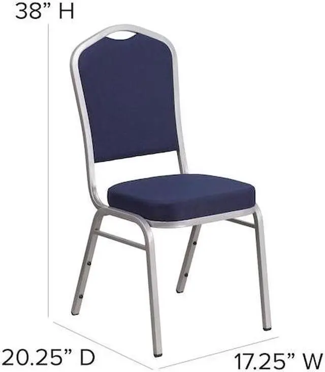 Alt view image 13 of 20 - HERCULES Series Crown Back Stacking Banquet Chair in Black Fabric - Silver Frame