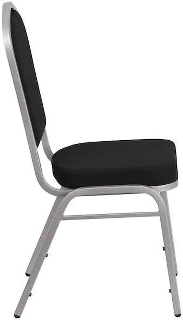 Alt view image 17 of 20 - HERCULES Series Crown Back Stacking Banquet Chair in Black Fabric - Silver Frame